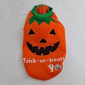 Dog Sweatshirt Halloween Pumpkin Trick Or Treat Jack O'Lantern Orange M